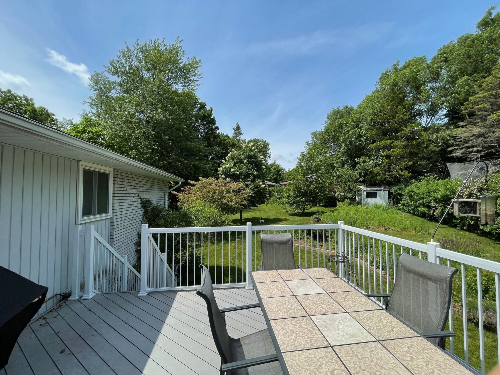 View over the backyard from the deck